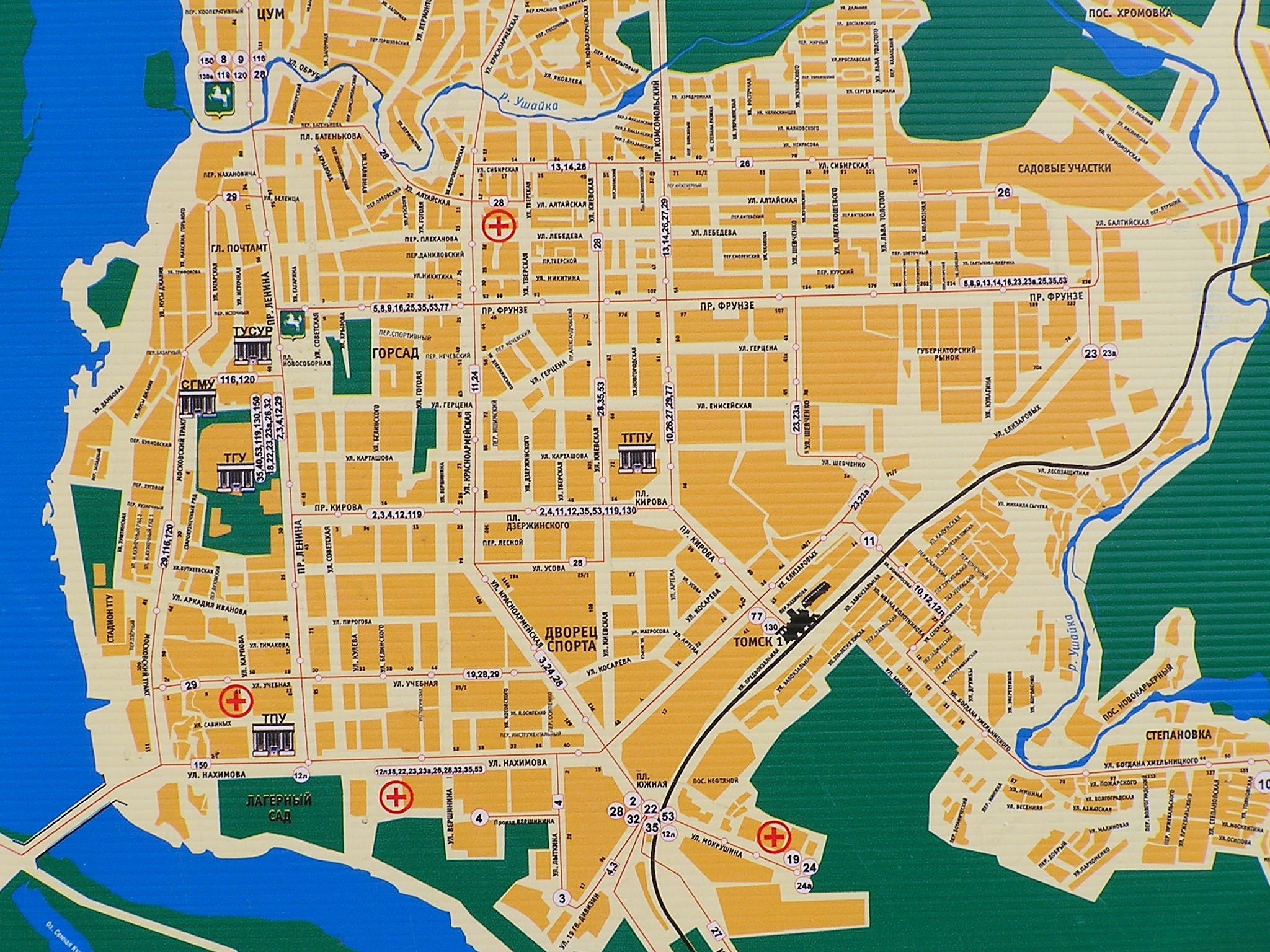 Карта Томска с улицами